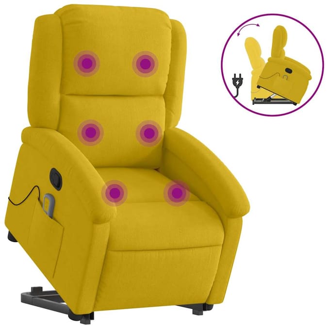 vidaXL - Sta-op-massagestoel - verstelbaar - fluweel - geel