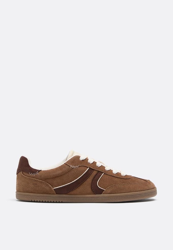 Stradivarius S011 Retro sneakers van leer  BRUIN 35