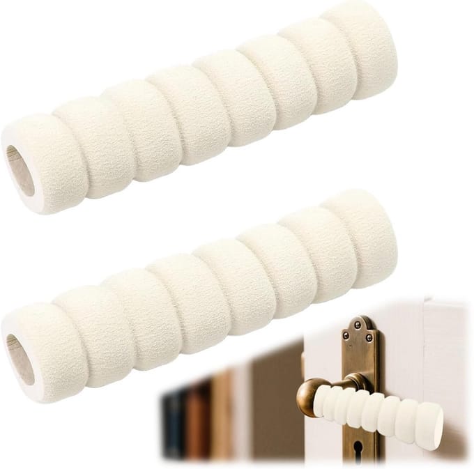 Set van 2 Deurkruk Bumper Deurstopper voor Muur en Meubelbescherming (Beige)