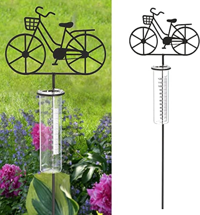 Tuinsteker Regenmeter Fiets | 18x90x5,5cm | Neerslagmeter voor Tuin