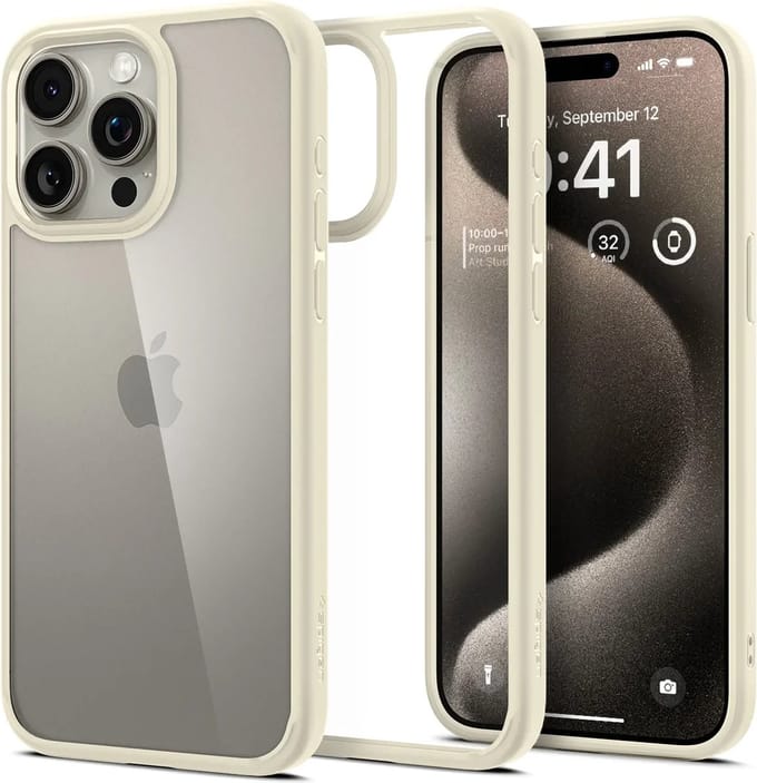 Spigen Ultra Hybrid Apple iPhone 15 Pro Hoesje Back Cover Beige