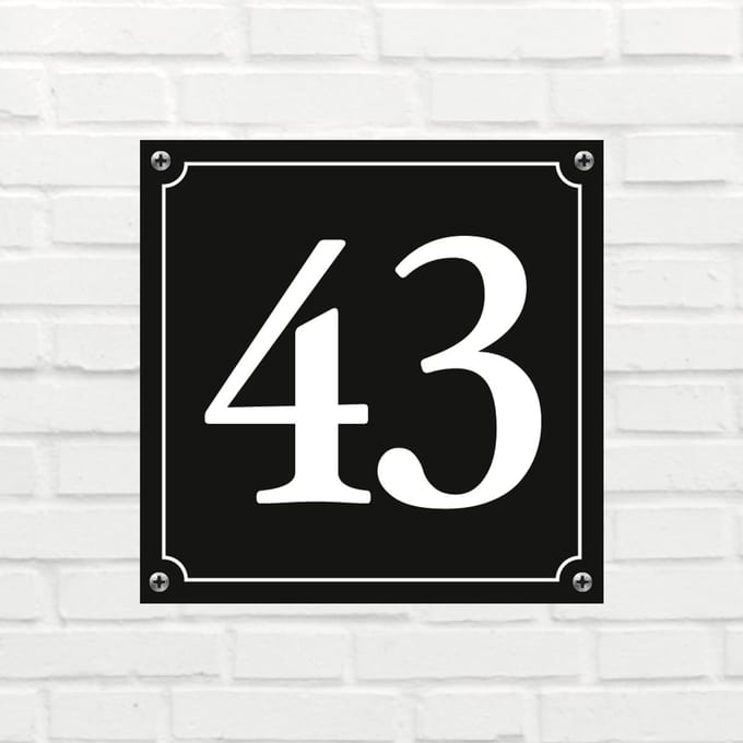 Huisnummerbord Mat zwart Deluxe - Nummer 43 - incl. bevestiging