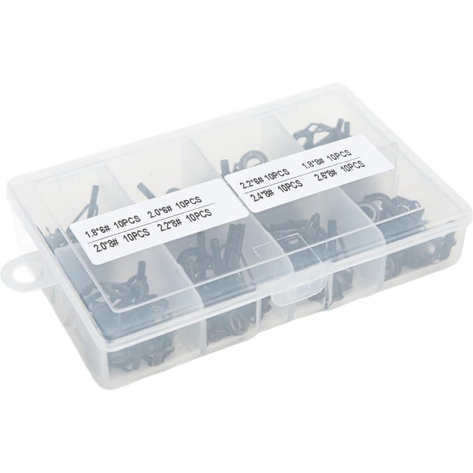 80 stuks Keramiek en Roestvrij Staal Hengel Onderdeel Topogen Geleideogen Ring Kit Set wit