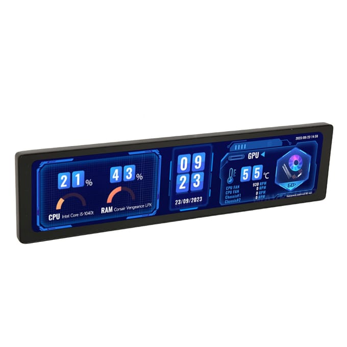 11.9 Inch IPS-scherm 320x1480 HD Multimedia Interface Zinklegering Behuizing Zijmonitor met Luidspreker