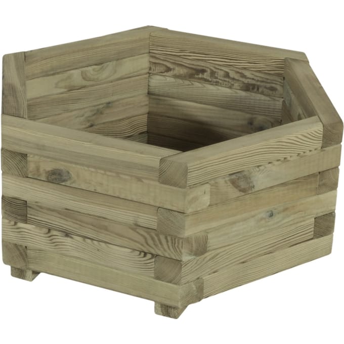 Intergard Houten Bloembak plantenbak zeskant grenen 65x56cm