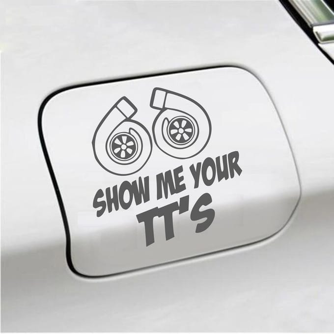 Bumpersticker - Show Me Your TTs - 15 X 15 - Antraciet