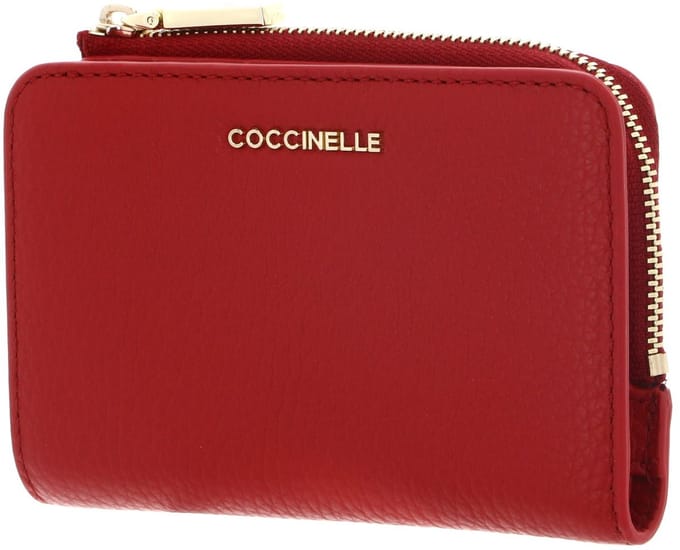 COCCINELLE Leren portemonnee Metallic Soft Wallet Scarlet rood