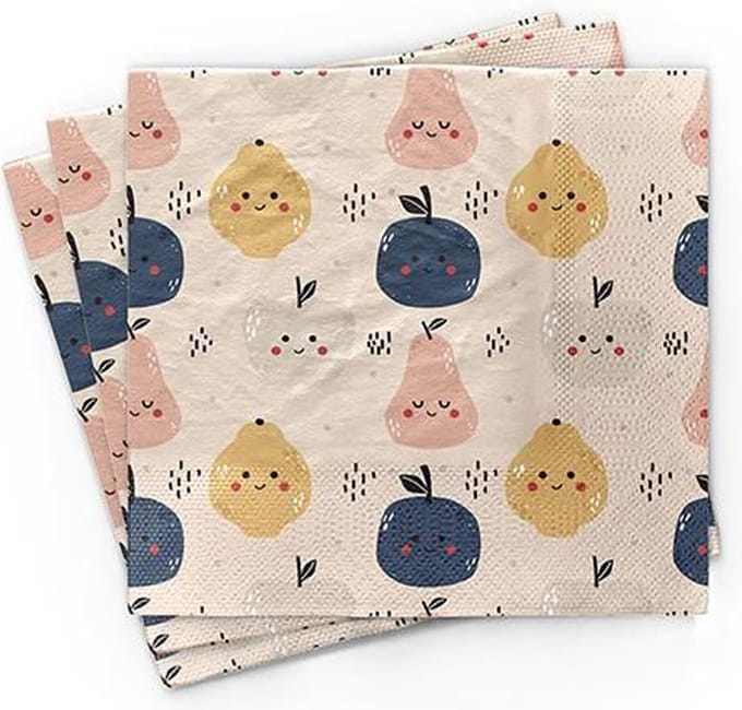 Servet - Bamboe - Cute fruits - 33x33cm