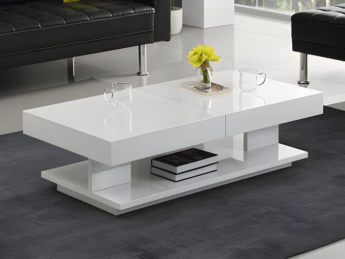Vente-unique Salontafel ARAMIS met opbergruimte - Wit gelakt MDF