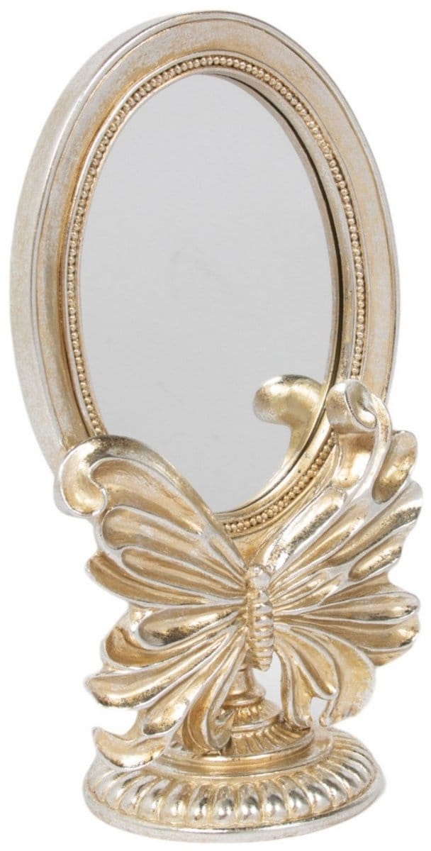 Spiegel Ovaal vlinder hars zilver 14,6x10x25,3cm