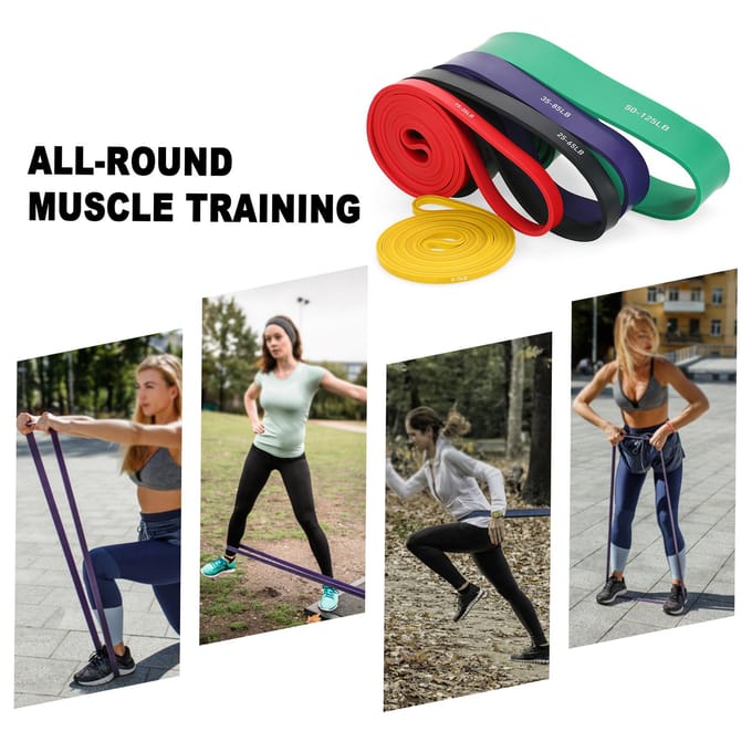 TOMSHOO Assist Bands Set Weerstandsbands Powerlifting Stretch Bands met draagtas 4pcs set blue