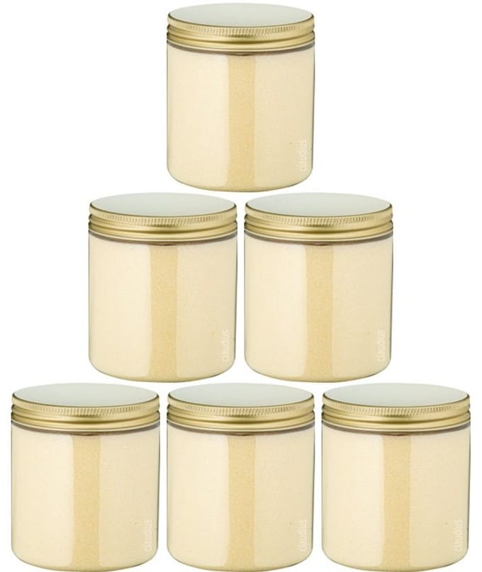 Scrubzout Vanille - 300 gram - Pot met gouden deksel - set van 6 stuks - Hydraterende Lichaamsscrub