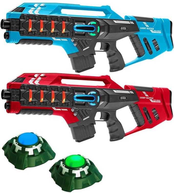 Light Battle Connect Lasergame set - Rood/Blauw - 2 Mega Blasters + 2 Targets - Laserguns met Anti-Cheat functie - 2 spelers