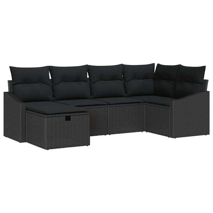 vidaXL - Bankstel - 7 - st - poly - rattan
