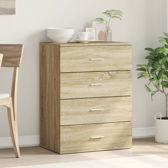 vidaXL - Dressoir - 60x39x80 - cm - bewerkt - hout - sonoma - eikenkleurig