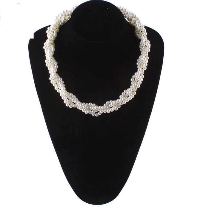 N3 Collecties Witte parelketting Imitatieparel geweven ketting voor dames