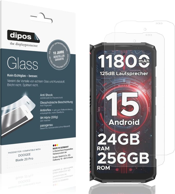 dipos – 2x Matte Pantserfolie geschikt voor DOOGEE Blade 20 Pro | 9H Screenprotector