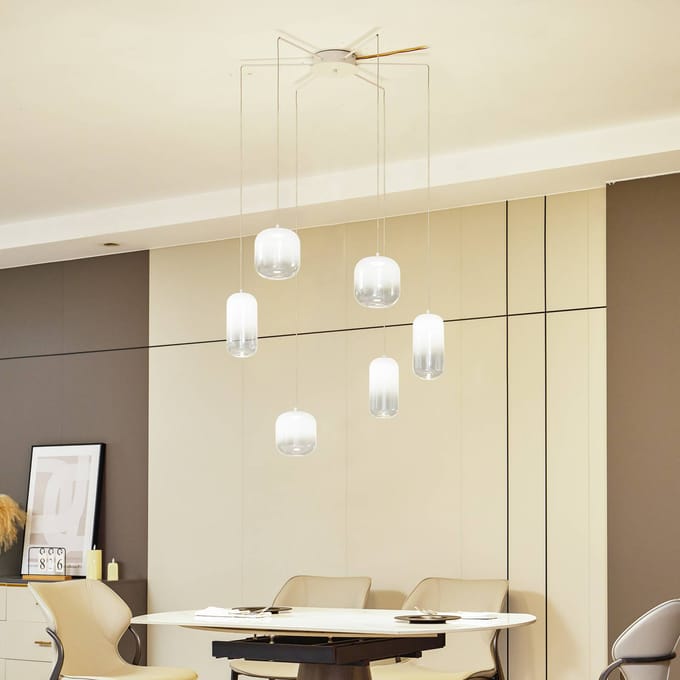 Lucande LED hanglamp Avelina, wit, 6-lamps