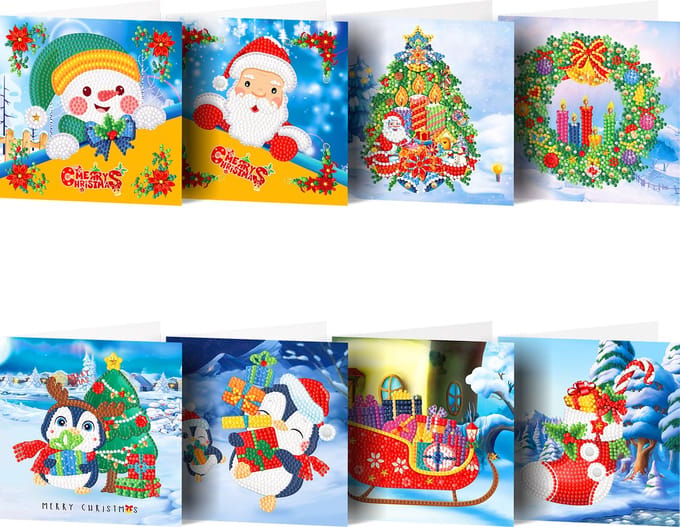 Kaarten - 09 - Kerstkaarten - Diamond painting - compleet pakket - Diamond painting by Wietske