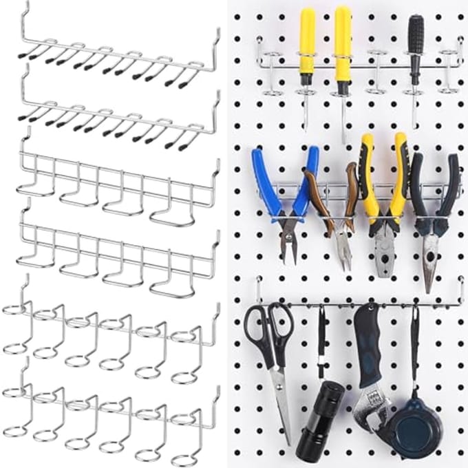 6 Stuks Pegboard Schroevendraaier Houders - Organizer voor Gereedschap en Accessoires