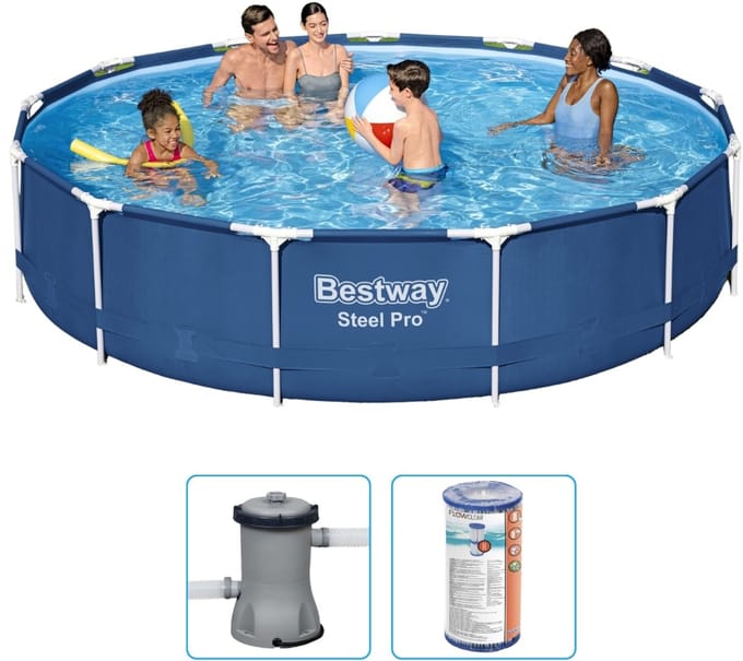 Bestway - Steel Pro - Opzetzwembad - Ø 396 x 84 cm - Inclusief Filterpomp & Filter