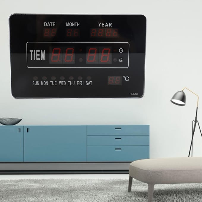 Multifunctionele Elektronische Digitale Kalender Klok Tijd Temperatuur Weergave wit