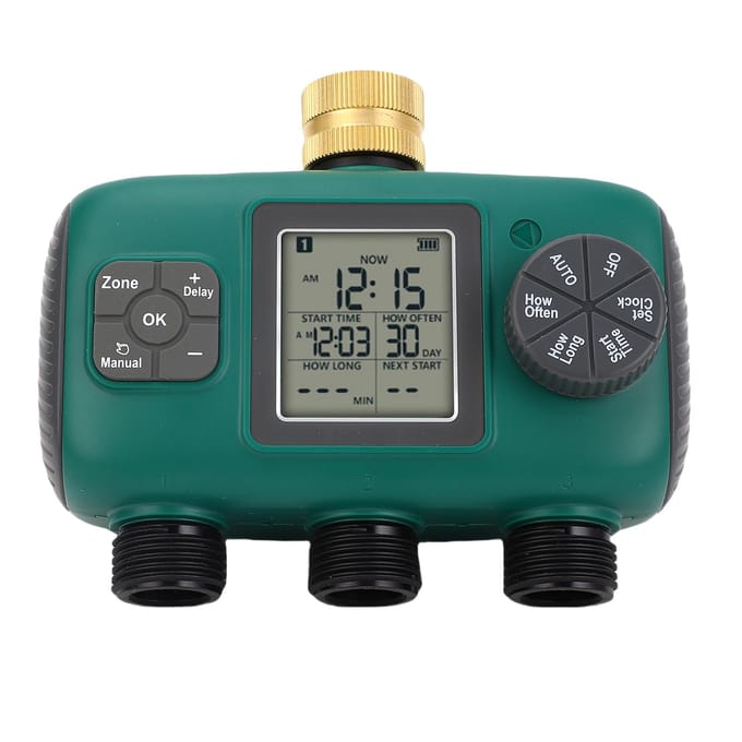 3-Uitgang Sprinkler Timer Messing Poort Waterdicht LCD-Display Besproeiingstimer Irrigatiecontroller gray
