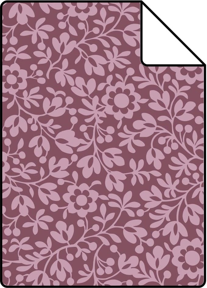 Proefstaal ESTAhome behang bloemetjes donker paars - 26.5 x 21 cm - 131673-S