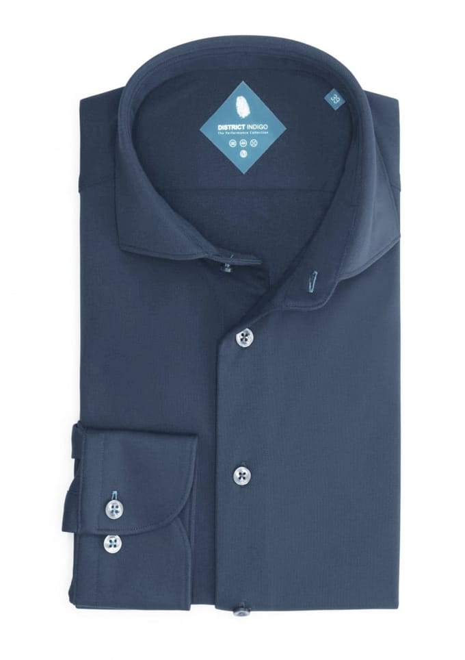 District Indigo Overhemd Pique Performance Steel Blue (7.41.025.780 - 014)