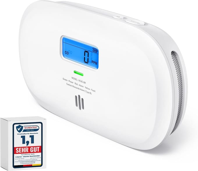 Koolmonoxidemelder - CO Alarm - Thuis Veiligheid - 10 Jaar Sensor - 75 x 142 x 32 mm - Geel