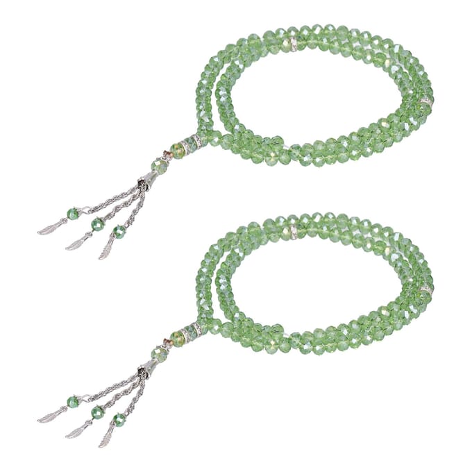 2 Pièces Chapelets Musulmans 99 Perles Séparateurs Mihrab Compteur Design Exquis Chapelets de Prière Tasbih pour vert