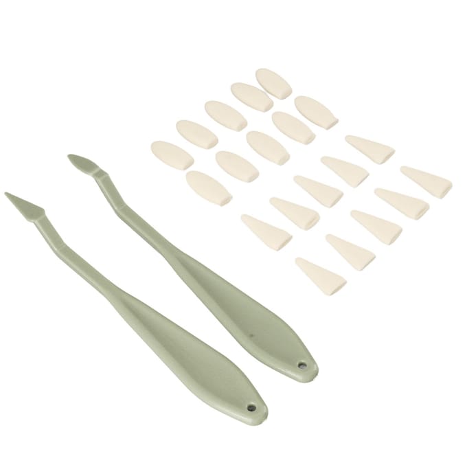 2 Stuks Schetsspons Wisser Plastic Handvat Wasbaar Elastisch Vervangbare Schetsmes Pen met 20 Koppen white