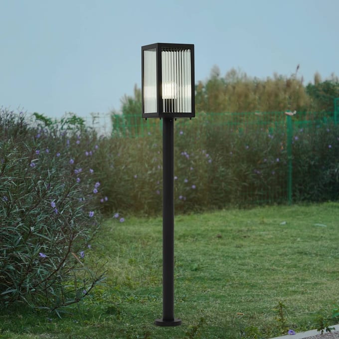 Lindby tuinpadverlichting Bolgar, zwart, metaal, glas, 15 cm