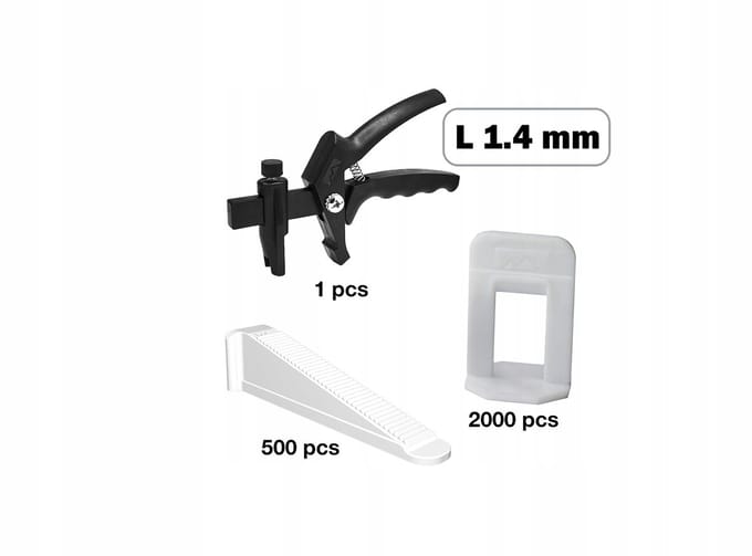 Tegels egaliseerset L: 2000 clips, 500 wiggen, tangen