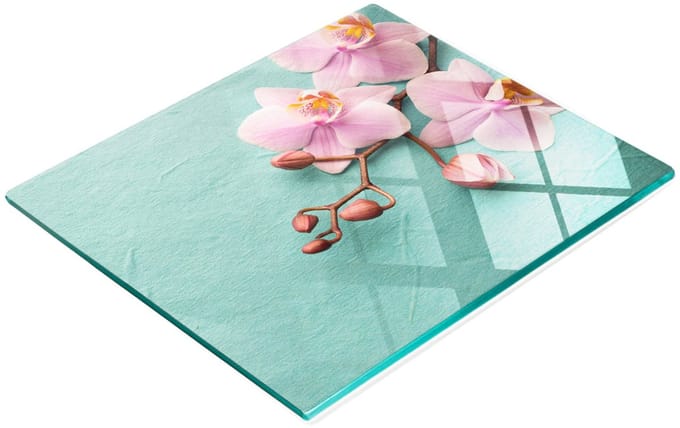 Decoratieve glazen snij- en serveerplank Orchidee 60x52 cm