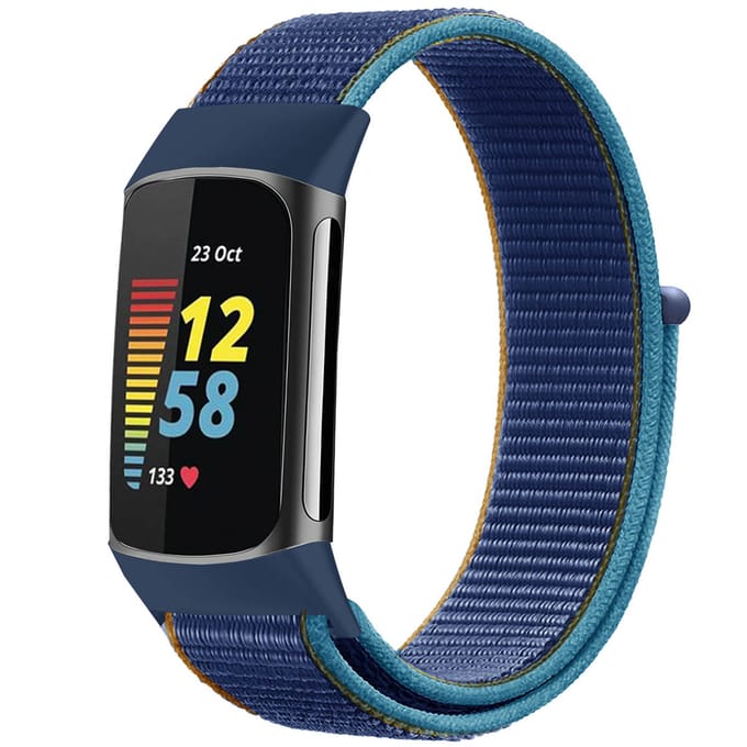 imoshion Nylon bandje voor de Fitbit Charge 5 - Maat S - Donkerblauw