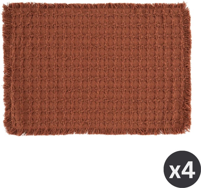 Tiseco - Placemat YUNA - SET/4 - boho - stof - 33x45 cm, roodbruin