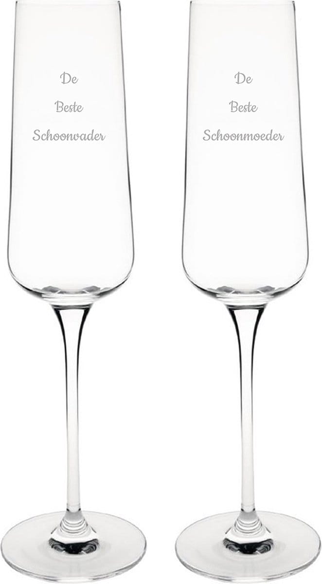 Gegraveerde Champagneglas 27cl De Beste Schoonvader- De Beste Schoonmoeder