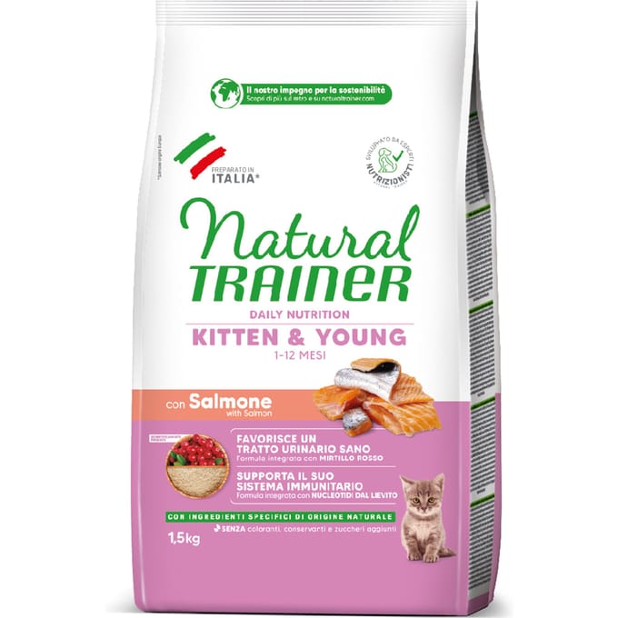 2x 1,5kg Zalm Naturel Trainer Kitten brokken Kat