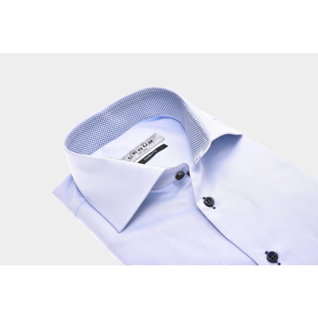 Ledub modern fit overhemd - popeline - lichtblauw - Strijkvrij - Boordmaat: 38