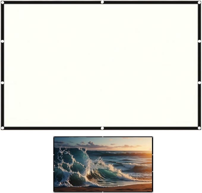 Projectorscherm - Draagbaar HD Scherm - Thuisbioscoop Buiten - Opvouwbaar Statiefontwerp - 132x75cm 16:9