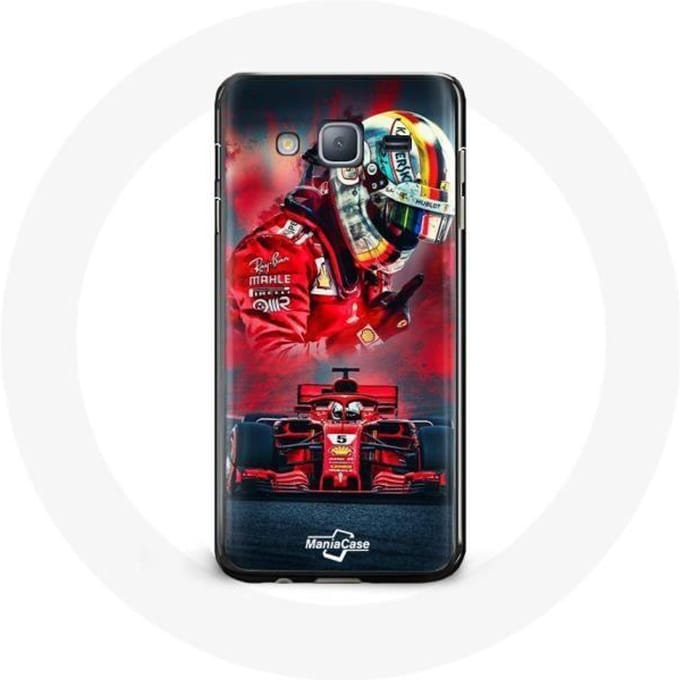 Case voor Samsung Galaxy J7 Formule 1 Sebastian Vettel F1 Driver Rood