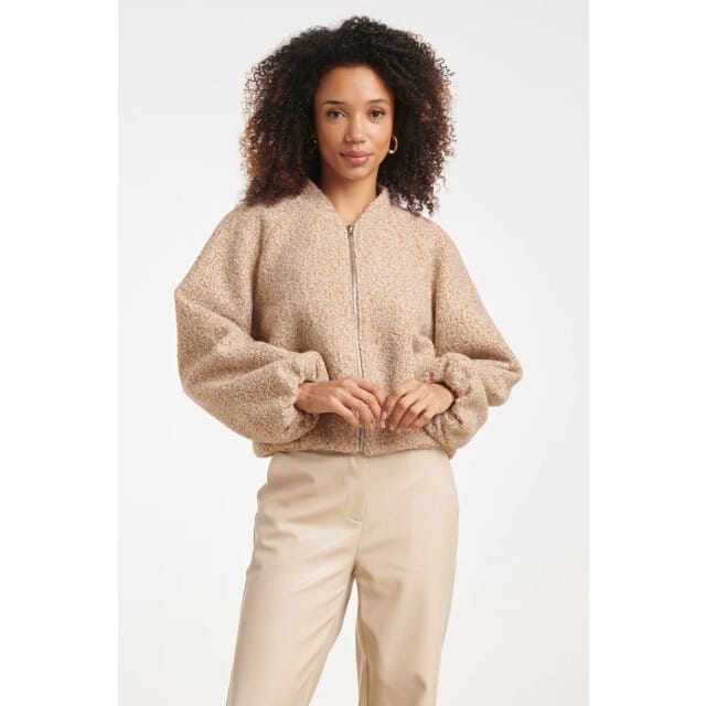 Smashed Lemon Bouclé jack met ritssluiting |