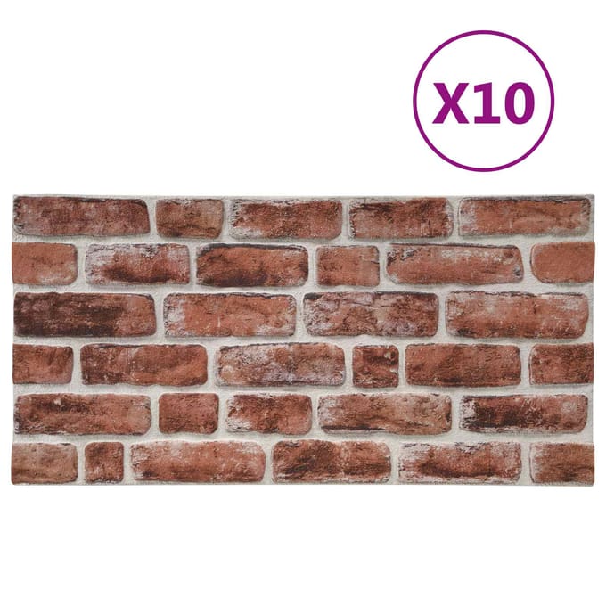 vidaXL - Wandpanelen - 10 - st - 100 - x - 50 - cm - Donkerbruin - en - Wit - EPS-schuim