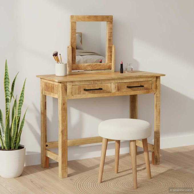 vidaXL - Kaptafel - met - lade - Bruin - 100 - x - 40 - x - 120 - cm - Massief - Mango - Hout