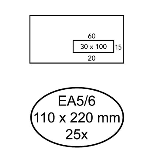 Envelop Quantore 110x220mm venster 3x10cm rechts zelfklevend 25 stuks