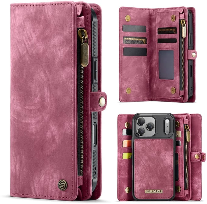 Solidenz Hoesje - Geschikt voor Apple iPhone 17 Pro - Urban Wallet - Rood