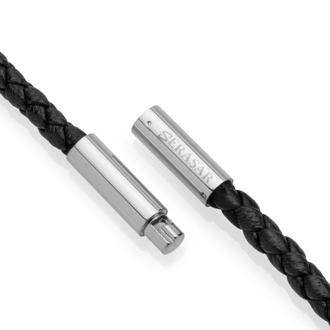SERASAR Lederen Halsband Man [Solid] - Zilver 60cm - Premium Sieraden
