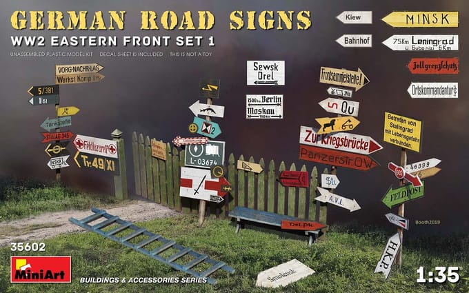 MiniArt Modelbouwpakket Militaire voertuigen - 35602 German Road signs WWII Eastern front set 1 Plastic - 1:35 - Modelbouw