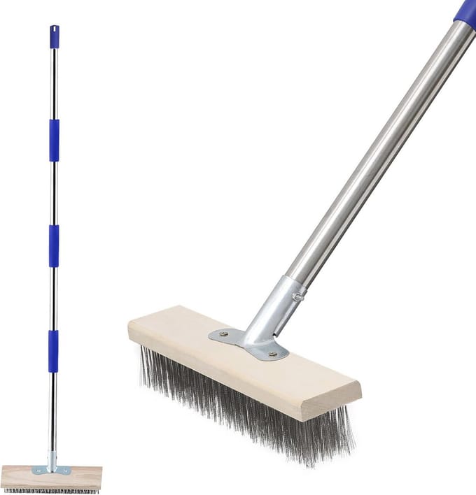 Tuinbezem 190 cm - Afneembare Metaalbezem voor Onkruid en Mosverwijdering